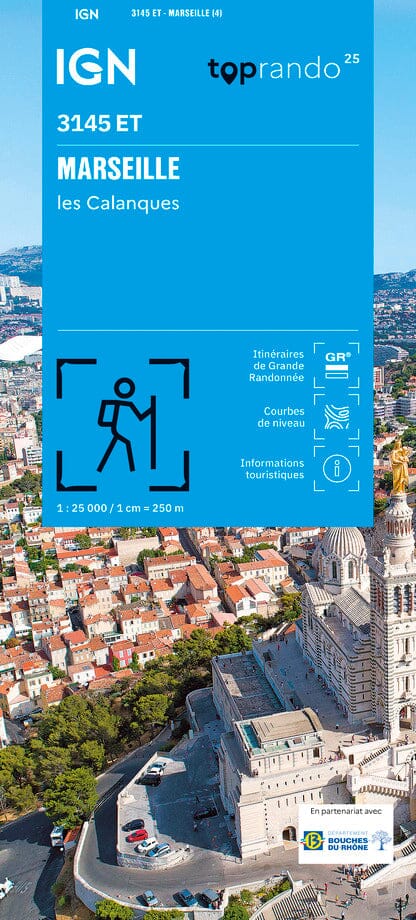 Carte TOP 25 n° 3145 ET - Marseille & les calanques | IGN carte de randonnée IGN