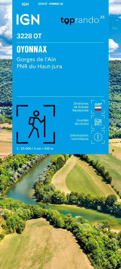 Carte de randonnée IGN TOP 25 n° 3228 OT - Oyonnax, Gorges de l'Ain, PNR du Haut-Jura carte de randonnée IGN