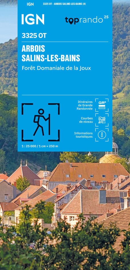 Carte TOP 25 n° 3325 OT - Arbois, Salins-les-Bains, Forêt Domaniale de la Joux | IGN carte de randonnée IGN