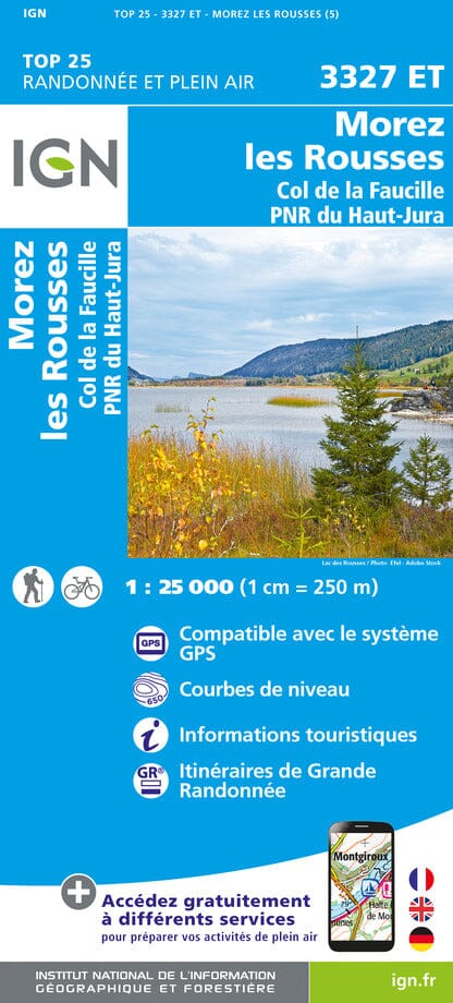 Carte TOP 25 n° 3327 ET - Morez, les Rousses & Col de la Faucille (PNR du Haut Jura) | IGN carte de randonnée IGN