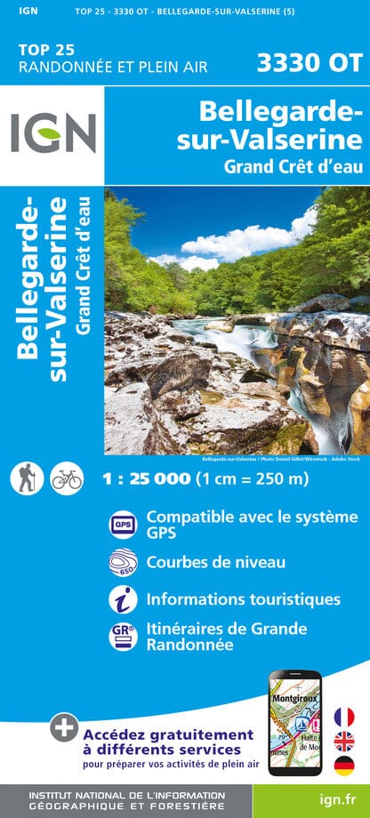 Carte TOP 25 n° 3330 OT - Bellegard-sur-Valserine, Grand Crêt d'eau (Alpes) | IGN carte de randonnée IGN