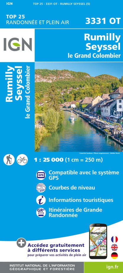 Carte TOP 25 n° 3331 OT - Rumilly, Seyssel (Alpes) | IGN carte de randonnée IGN