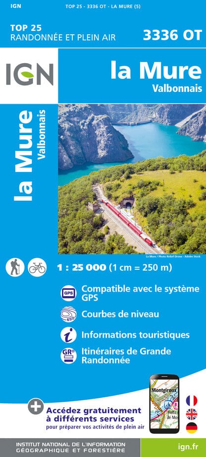 Carte TOP 25 n° 3336 OT - La Mure & Valbonnais (Alpes) | IGN carte de randonnée IGN