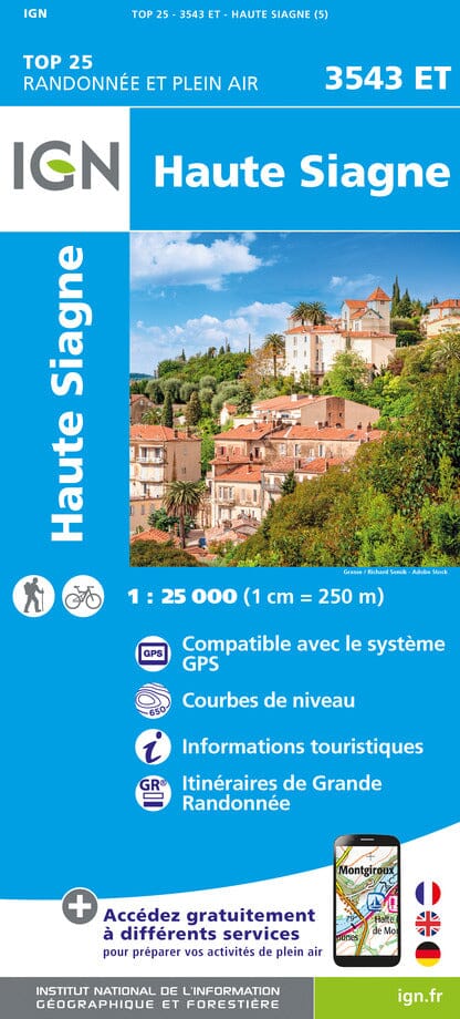 Carte TOP 25 n° 3543 ET - Haute Siagne | IGN carte de randonnée IGN