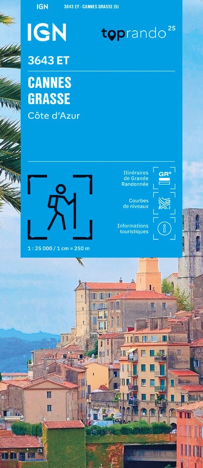 Carte TOP 25 n° 3643 ET - Cannes, Grasse & Côte d'Azur | IGN carte de randonnée IGN