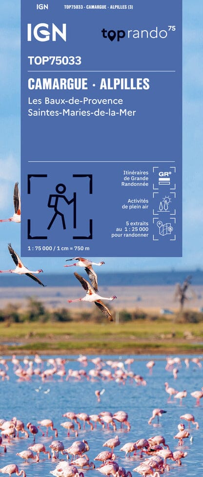 Carte TOP 75 n° 33 - Camargue & Alpilles, Les Baux-de-Provence, Saintes-Maries-de-la-Mer | IGN carte de randonnée IGN 