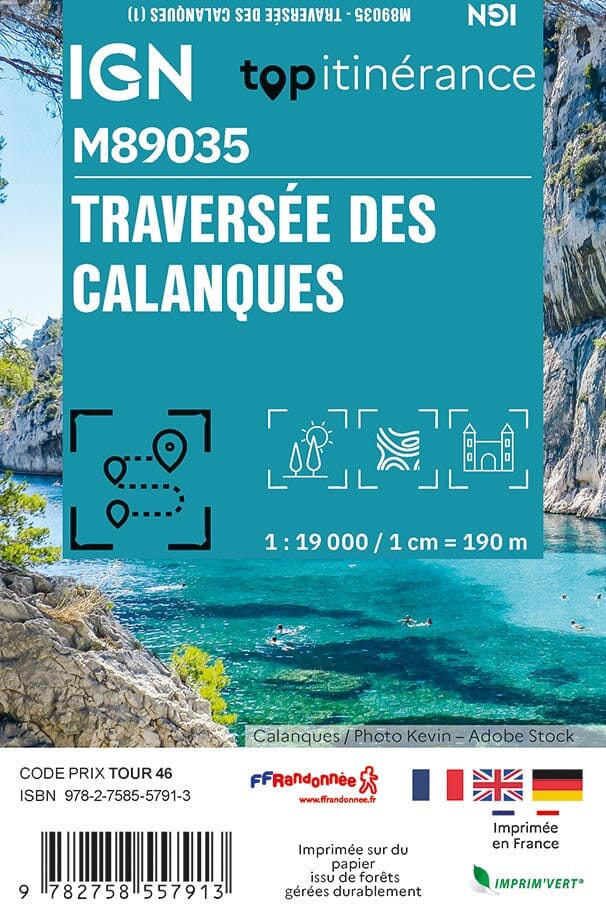 Carte Top itinérance Mini n° M89035 - Traversée des calanques | IGN carte de randonnée IGN