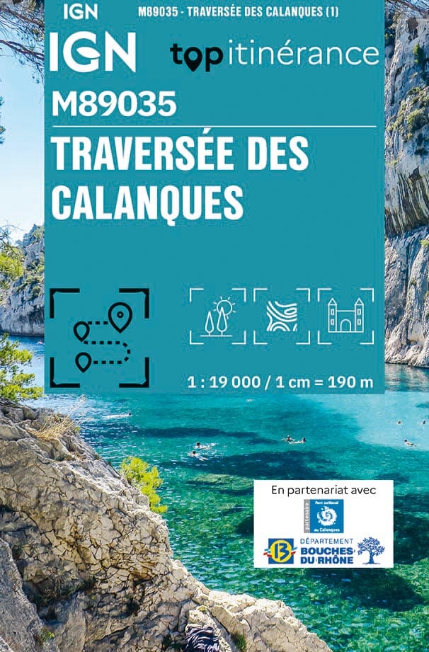 Carte Top itinérance Mini n° M89035 - Traversée des calanques | IGN carte de randonnée IGN