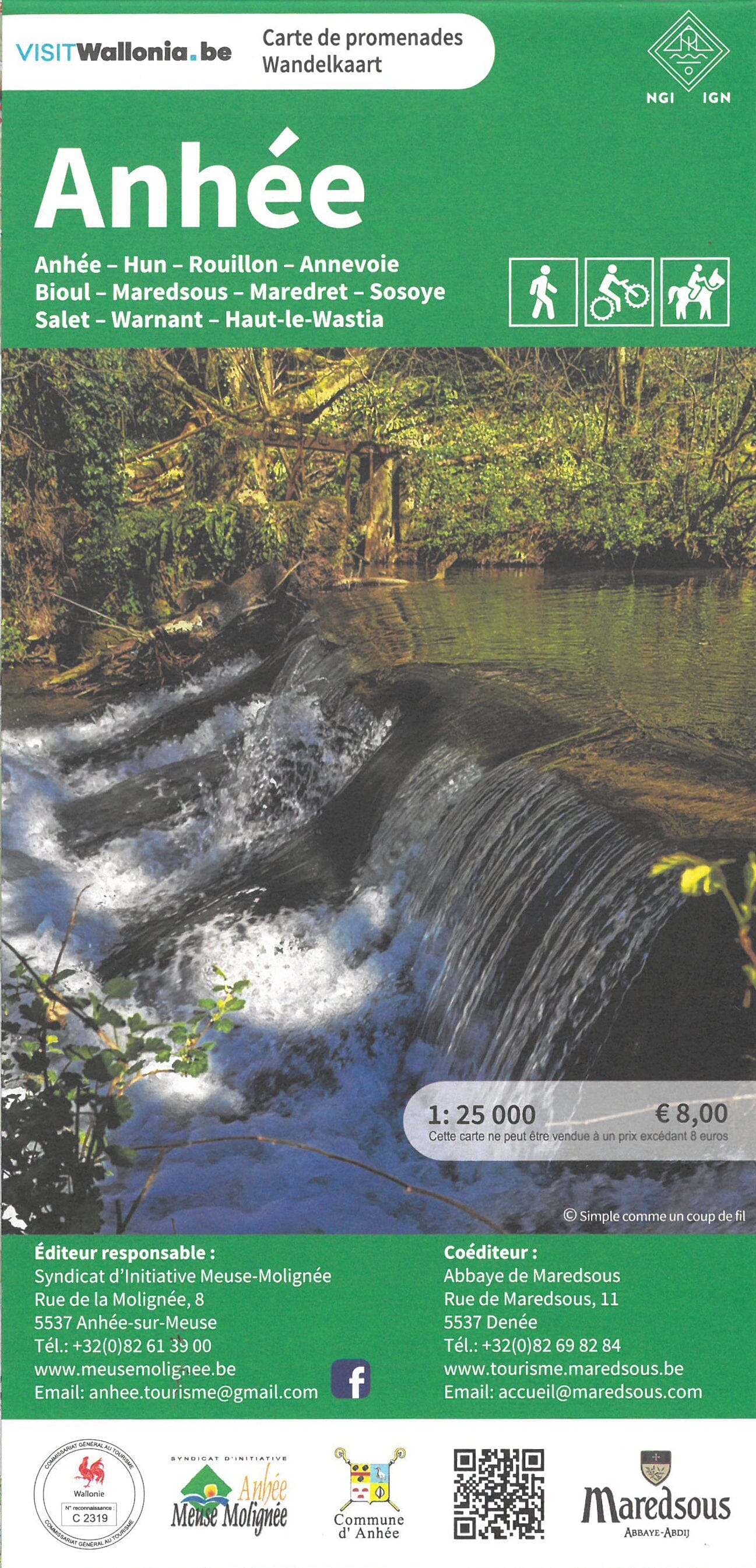Carte topographique - Anhée (Belgique) | NGI carte de randonnée IGN Belgique