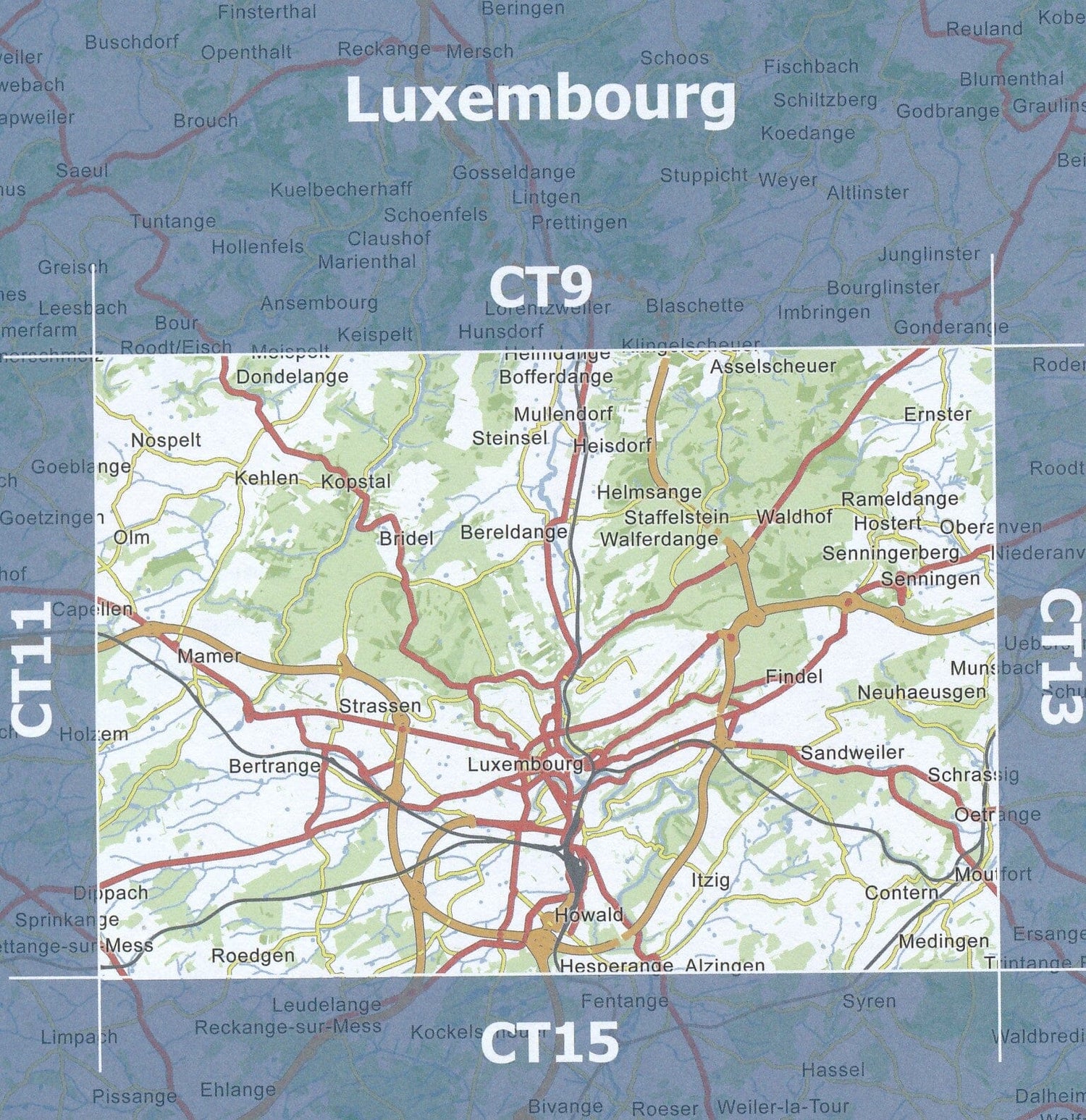Carte topographique CT12 - Luxembourg (Grand-Duché de Luxembourg) carte de randonnée Service topographique du Luxembourg 