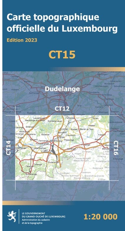 Carte topographique CT15 - Dudelange (Grand-Duché de Luxembourg) carte de randonnée Service topographique du Luxembourg