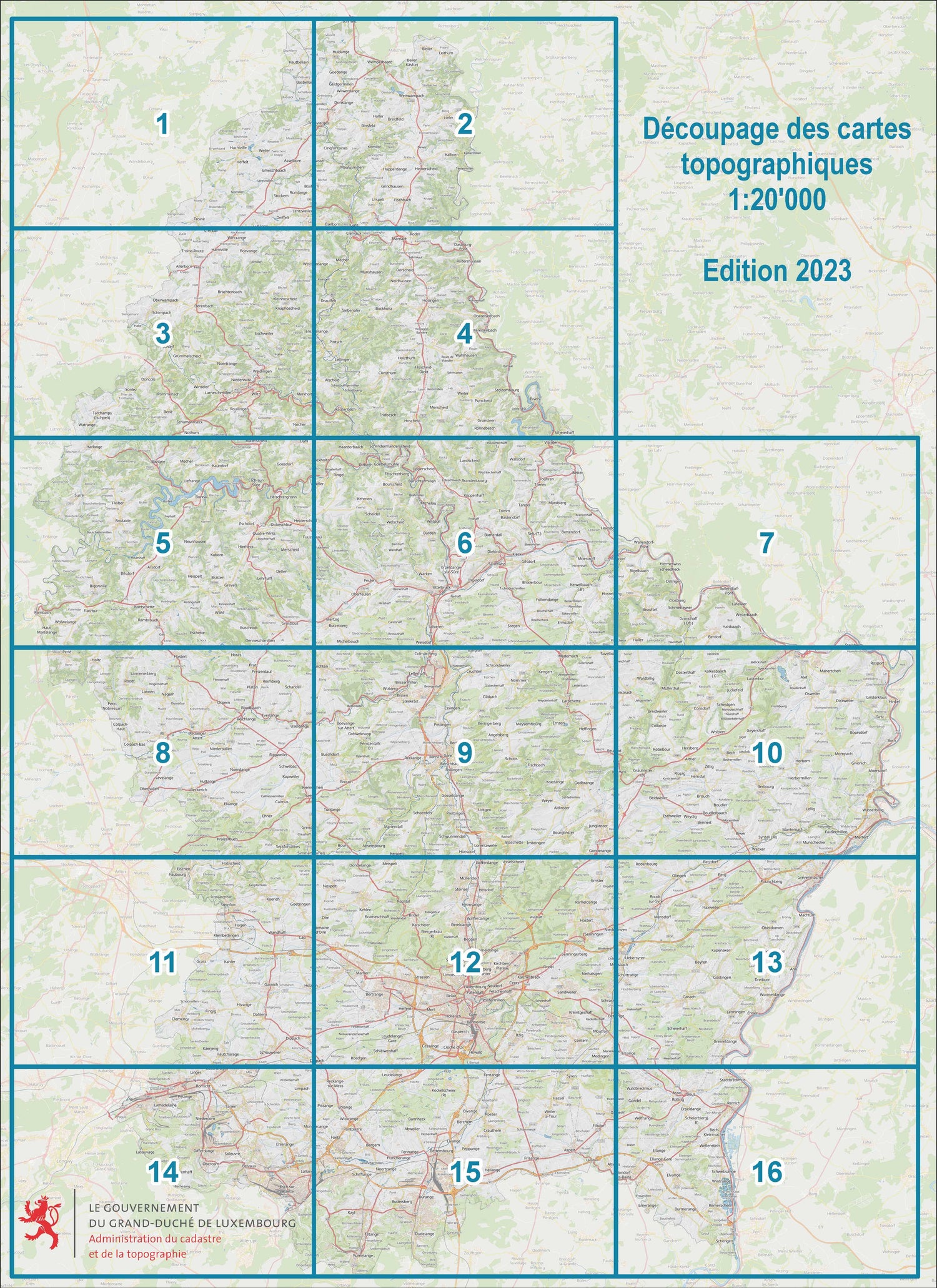 Carte topographique CT15 - Dudelange (Grand-Duché de Luxembourg) carte de randonnée Service topographique du Luxembourg