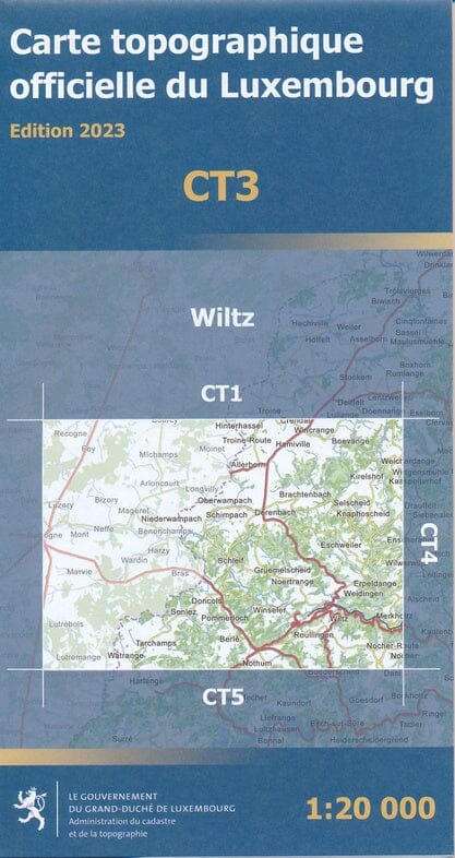 Carte topographique CT3 - Wiltz (Grand-Duché de Luxembourg) carte de randonnée Service topographique du Luxembourg 