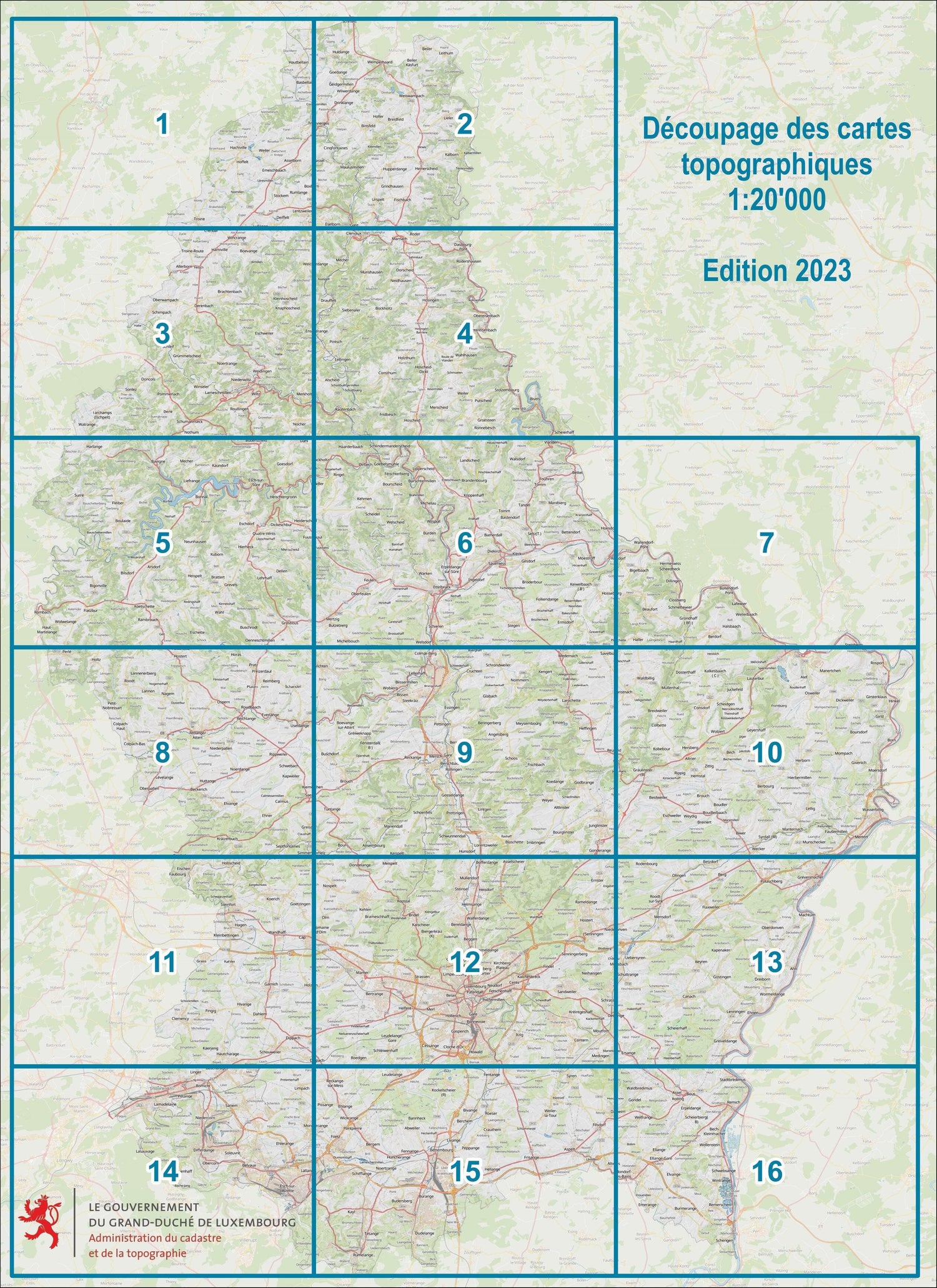 Carte topographique CT7 - Beaufort (Grand-Duché de Luxembourg) carte de randonnée Service topographique du Luxembourg