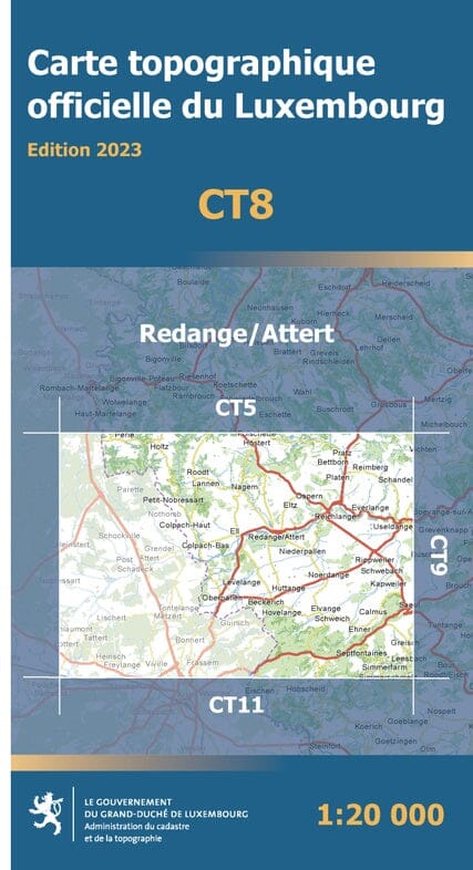 Carte topographique CT8 - Redange / Attert (Grand-Duché de Luxembourg) carte de randonnée Service topographique du Luxembourg 