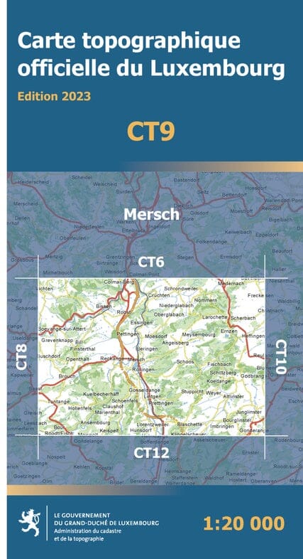 Carte topographique CT9 - Mersch (Grand-Duché de Luxembourg) carte de randonnée Service topographique du Luxembourg 