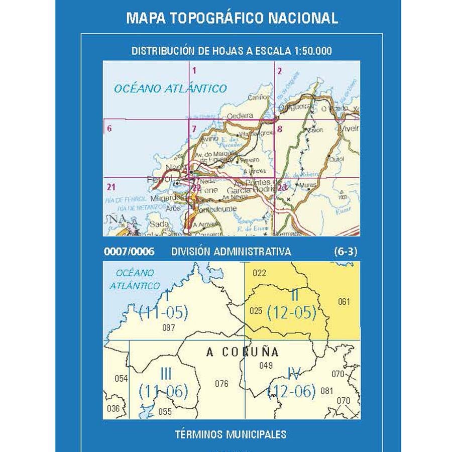 Carte topographique de l'Espagne n° 0007.2 - Cerdido | CNIG - 1/25 000 carte de randonnée CNIG
