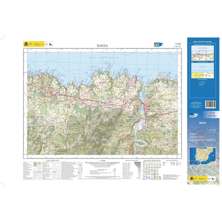 Carte topographique de l'Espagne n° 0011.3 - Navia | CNIG - 1/25 000 carte de randonnée CNIG