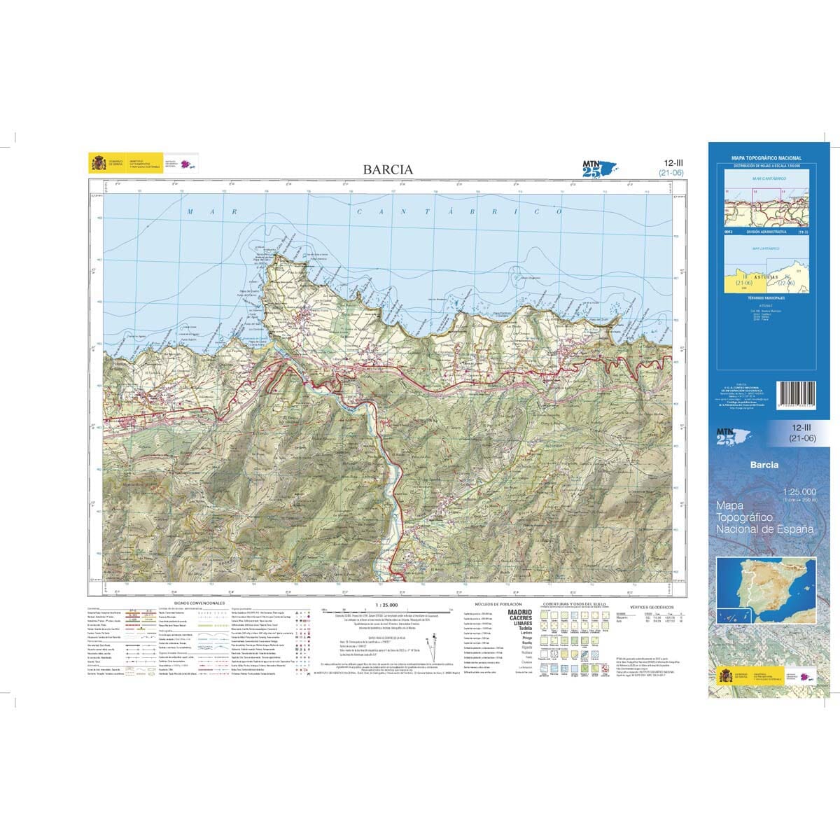 Carte topographique de l'Espagne n° 0012.3 - Barcia | CNIG - 1/25 000 carte de randonnée CNIG
