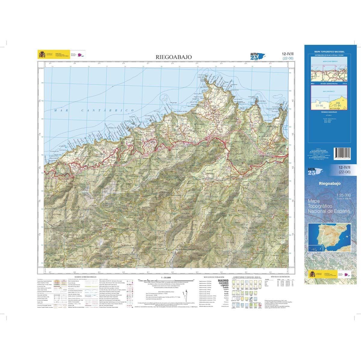 Carte topographique de l'Espagne n° 0012.4/2 - Riegoabajo | CNIG - 1/25 000 carte de randonnée CNIG