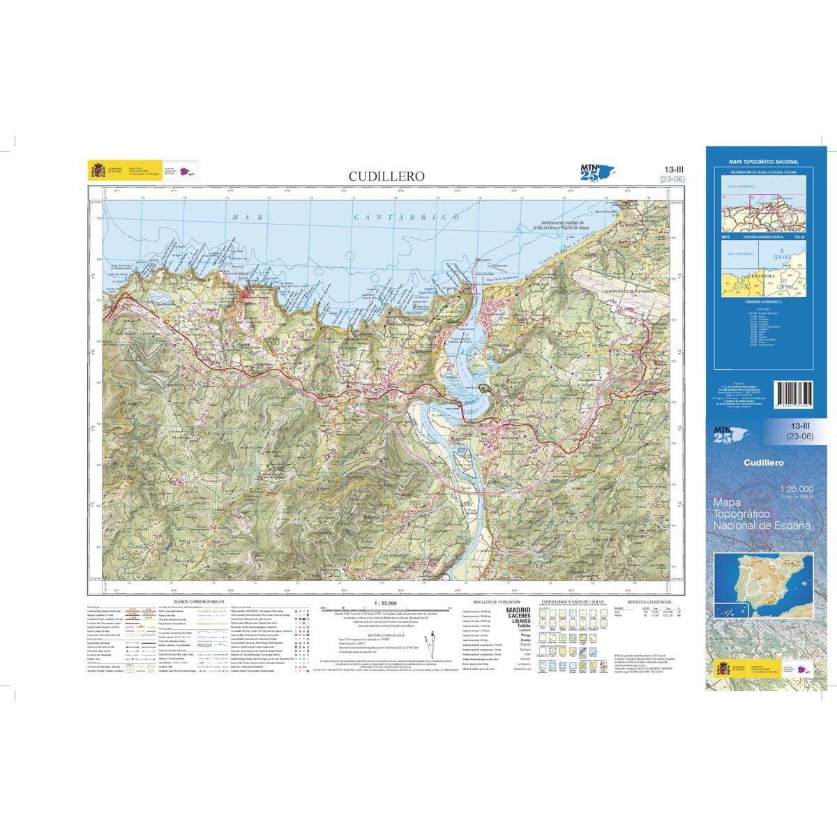 Carte topographique de l'Espagne n° 0013.3 - Cudillero | CNIG - 1/25 000 carte de randonnée CNIG 