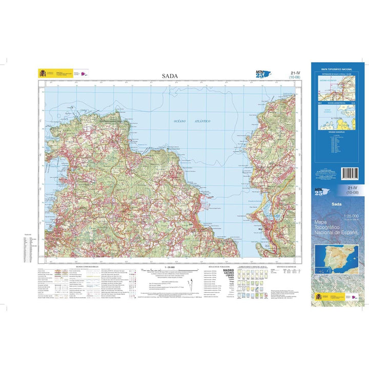 Carte topographique de l'Espagne n° 0021.4 - Sada | CNIG - 1/25 000 carte de randonnée CNIG