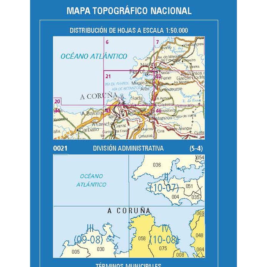 Carte topographique de l'Espagne n° 0021.4 - Sada | CNIG - 1/25 000 carte de randonnée CNIG