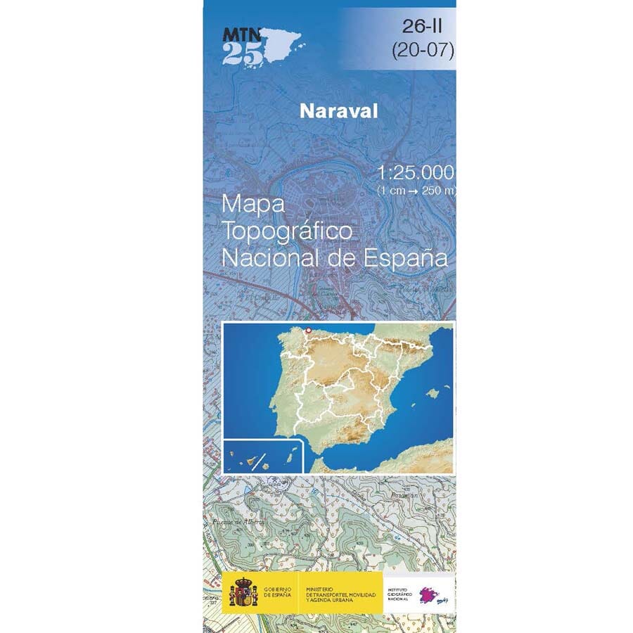 Carte topographique de l'Espagne n° 0026.2 - Naraval | CNIG - 1/25 000 carte de randonnée CNIG