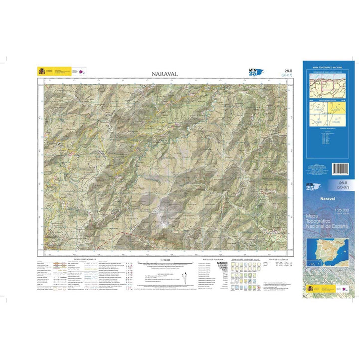 Carte topographique de l'Espagne n° 0026.2 - Naraval | CNIG - 1/25 000 carte de randonnée CNIG