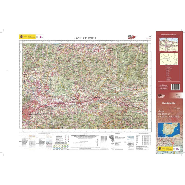Carte topographique de l'Espagne n° 0029 - Oviedo | CNIG - 1/50 000 carte de randonnée CNIG 