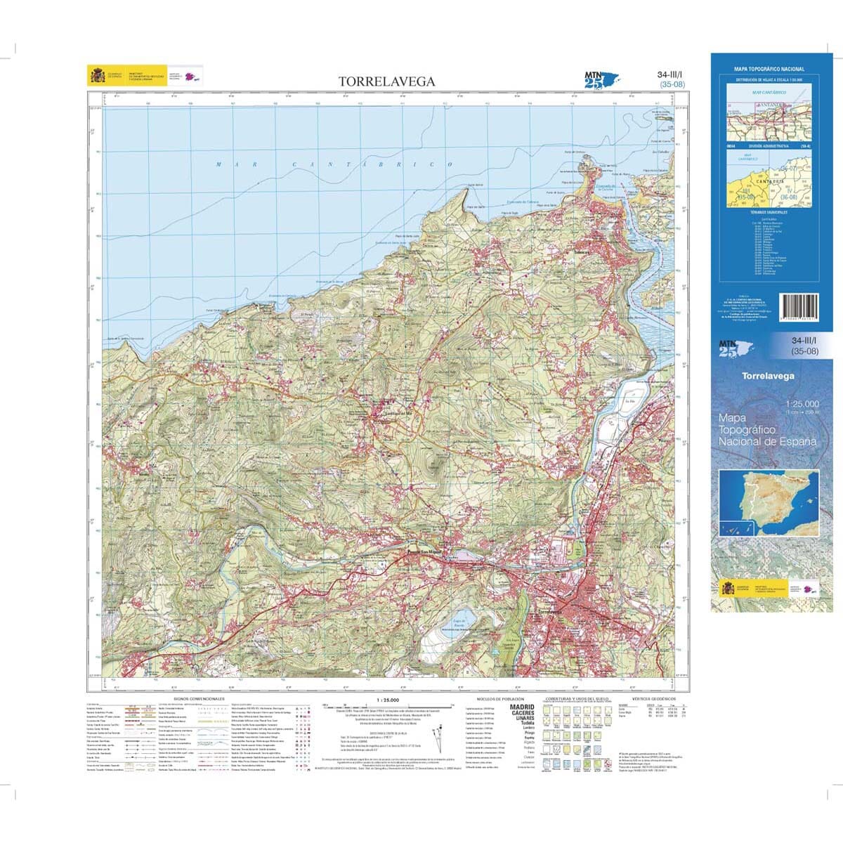 Carte topographique de l'Espagne n° 0034.1 / 0034.3 - Torrelavega | CNIG - 1/25 000 carte de randonnée CNIG 