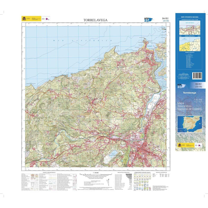 Carte topographique de l'Espagne n° 0034.1 / 0034.3 - Torrelavega | CNIG - 1/25 000 carte de randonnée CNIG 