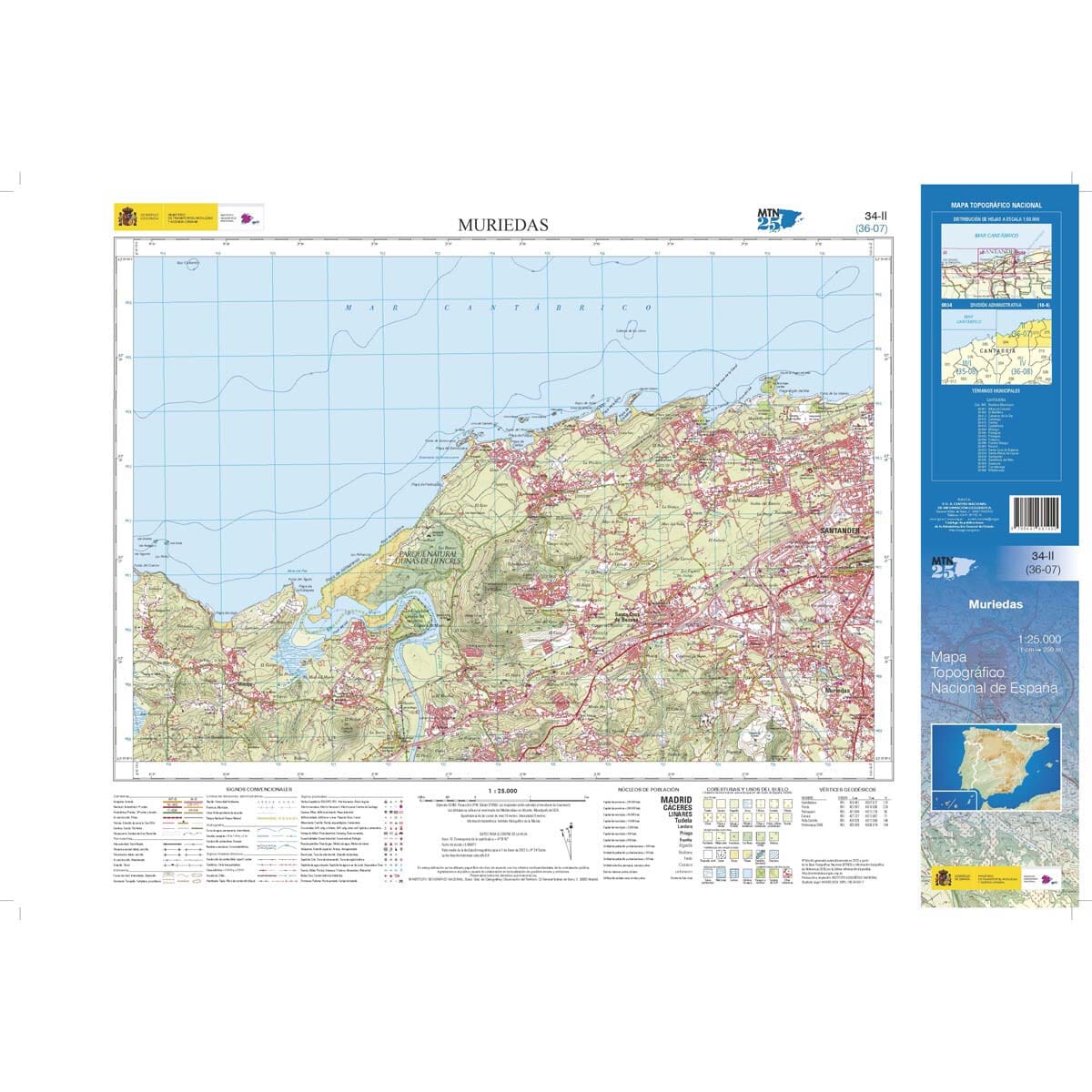 Carte topographique de l'Espagne n° 0034.2 - Muriedas | CNIG - 1/25 000 carte de randonnée CNIG