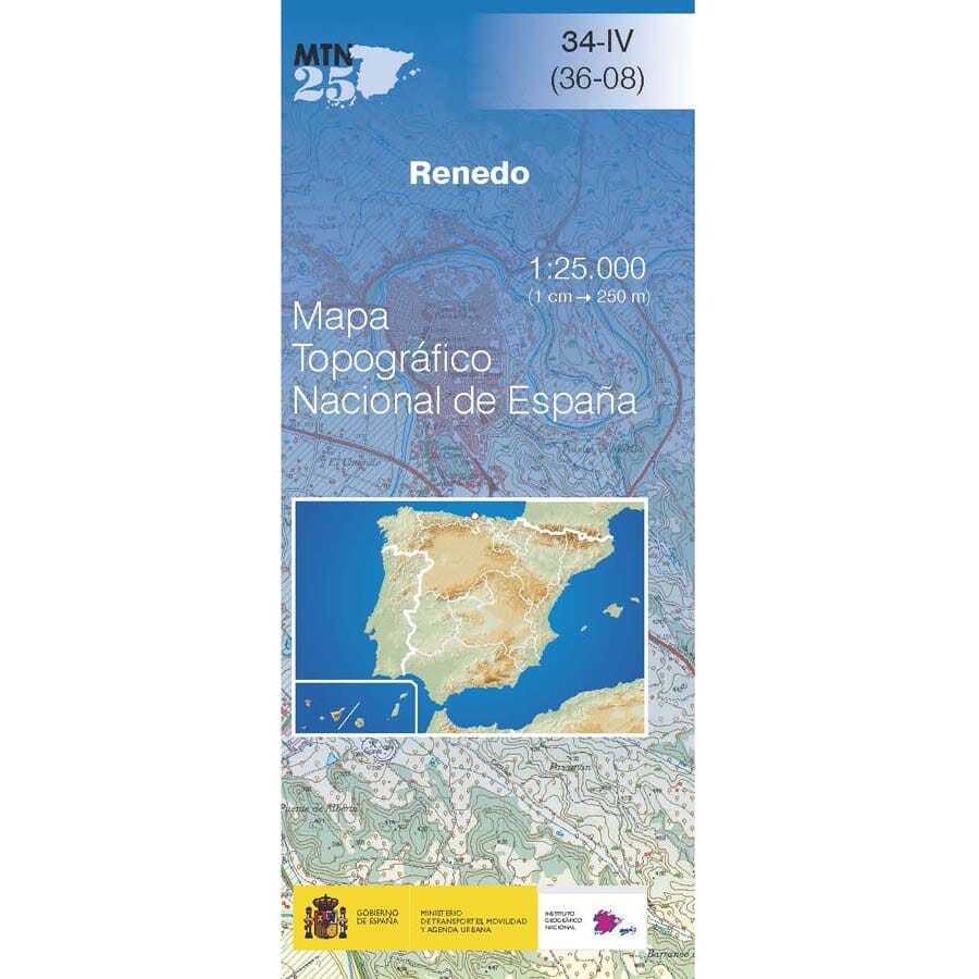 Carte topographique de l'Espagne n° 0034.4 - Renedo | CNIG - 1/25 000 carte de randonnée CNIG