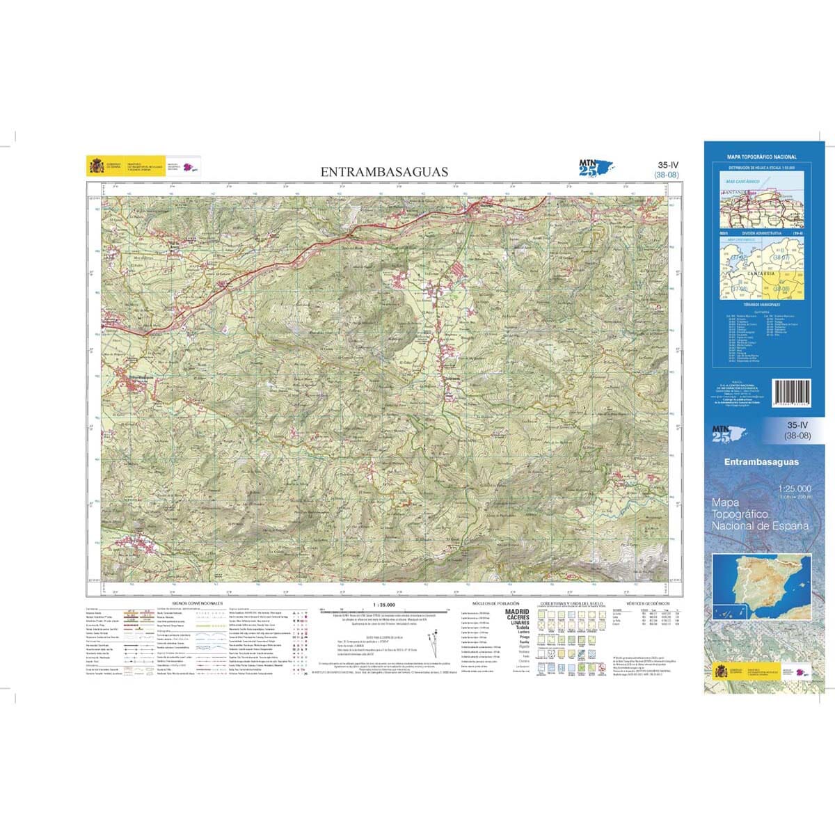 Carte topographique de l'Espagne n° 0035.4 - Entrambasaguas | CNIG - 1/25 000 carte de randonnée CNIG