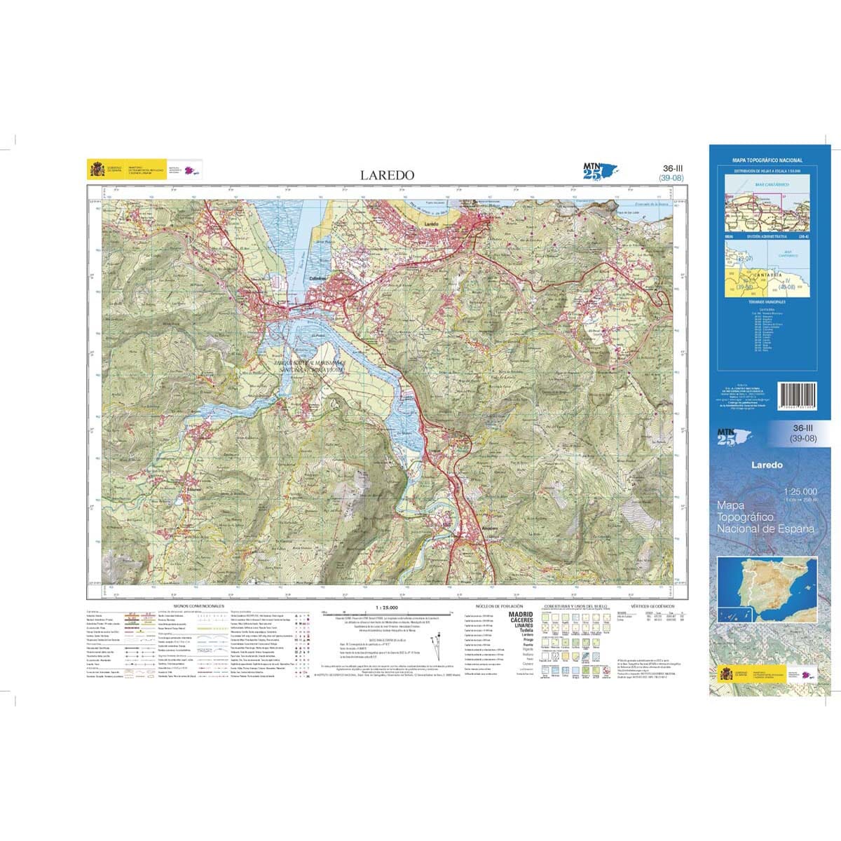 Carte topographique de l'Espagne n° 0036.3 - Laredo | CNIG - 1/25 000 carte de randonnée CNIG