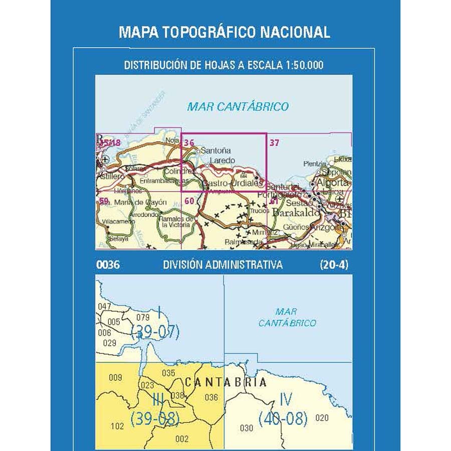Carte topographique de l'Espagne n° 0036.3 - Laredo | CNIG - 1/25 000 carte de randonnée CNIG