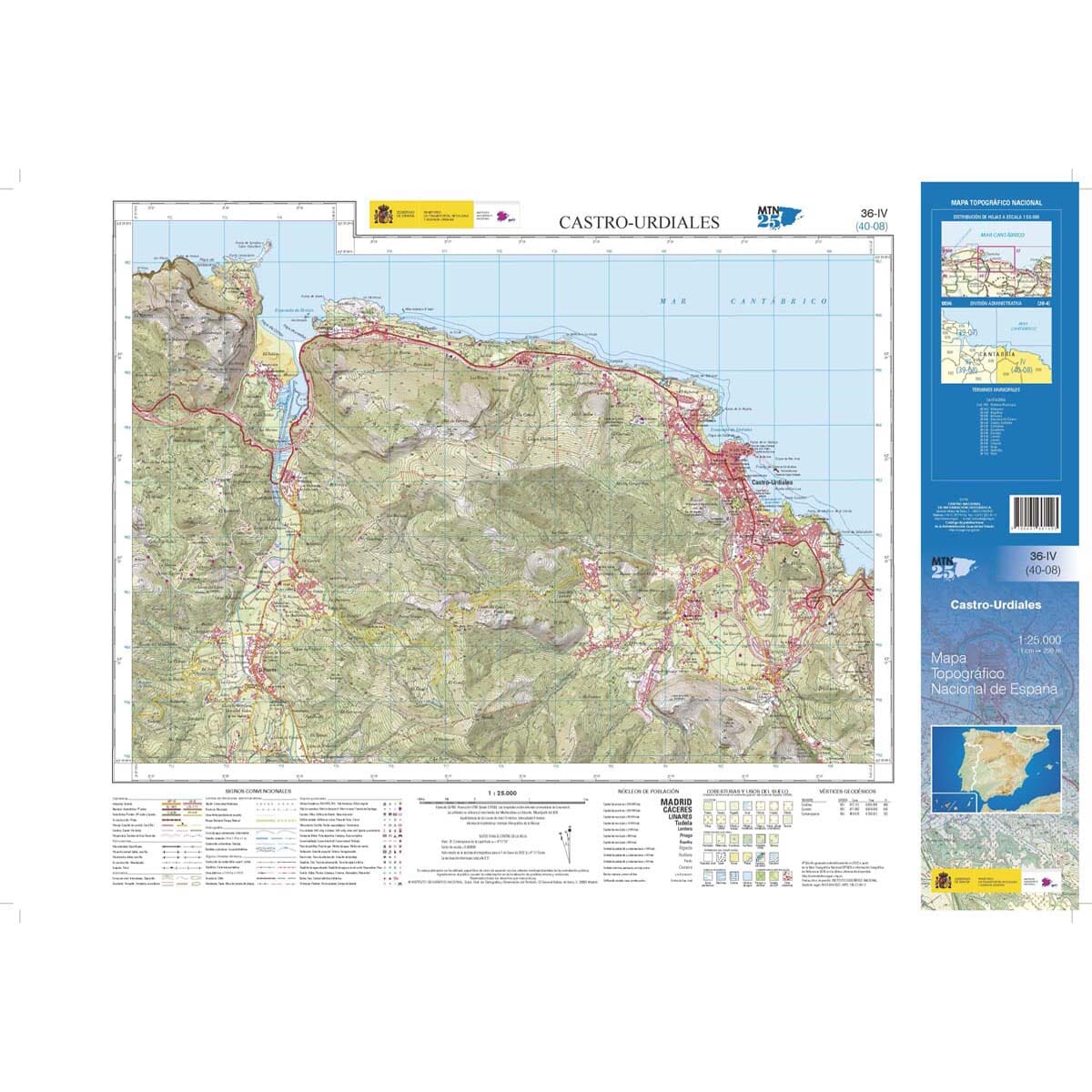 Carte topographique de l'Espagne n° 0036.4 - Castro-Urdiales | CNIG - 1/25 000 carte de randonnée CNIG