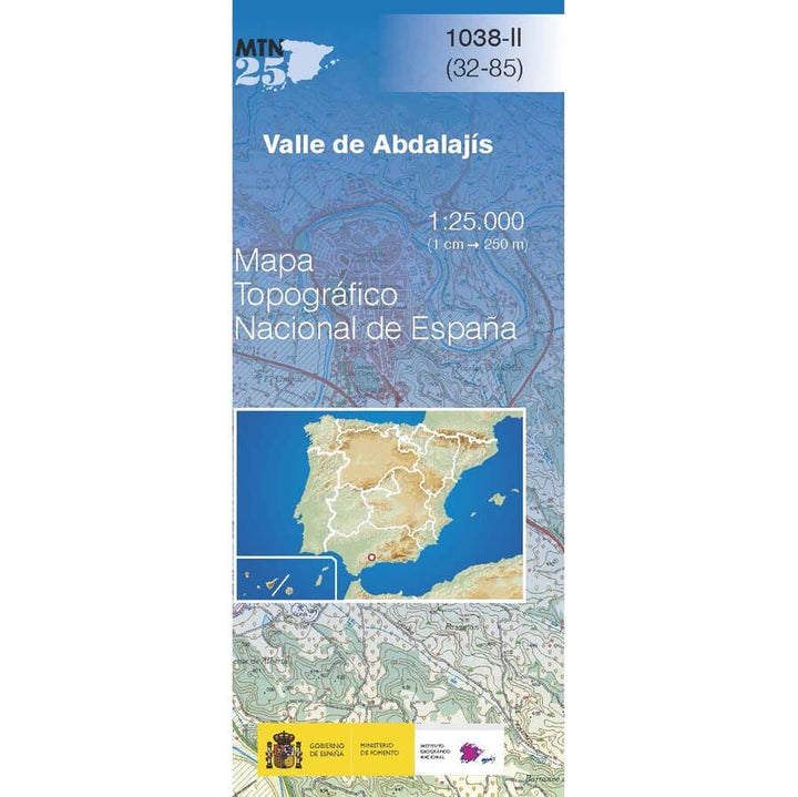 Carte topographique de l'Espagne n° 0038.2 - Valle de Abdalajís | CNIG - 1/25 000 carte de randonnée CNIG 