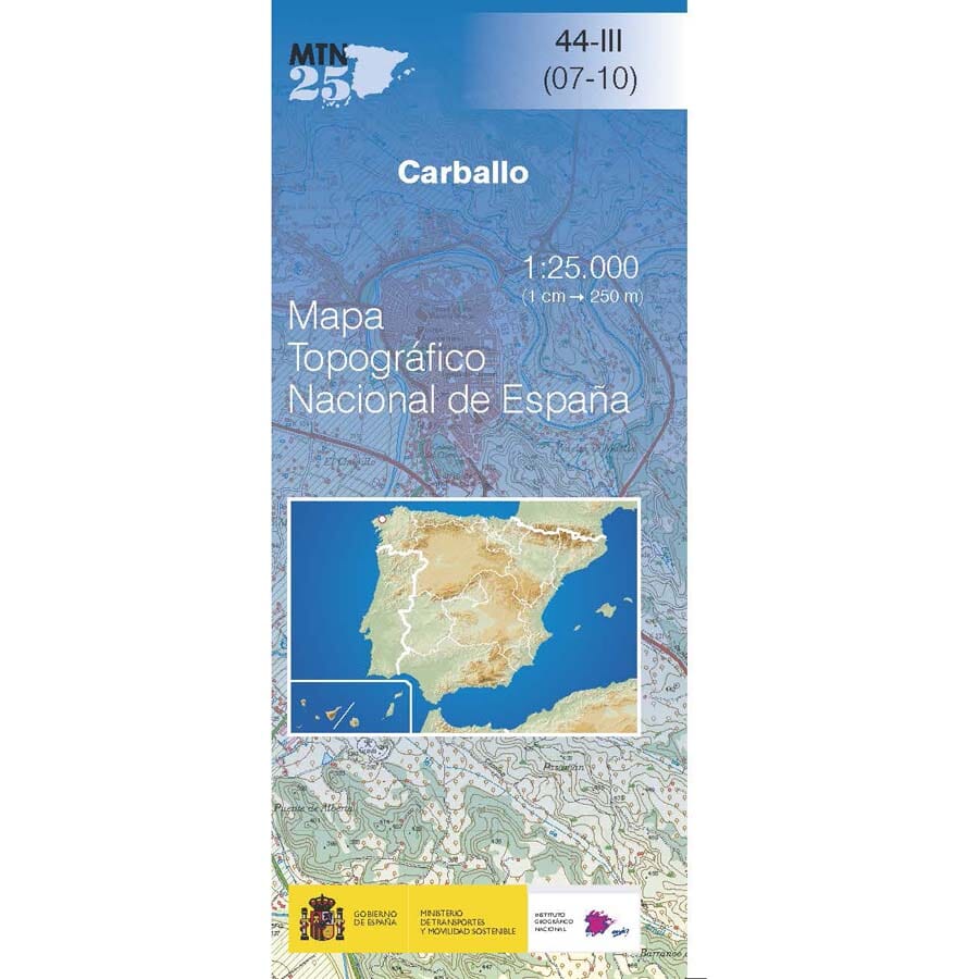 Carte topographique de l'Espagne n° 0044.3 - Carballo | CNIG - 1/25 000 carte de randonnée CNIG
