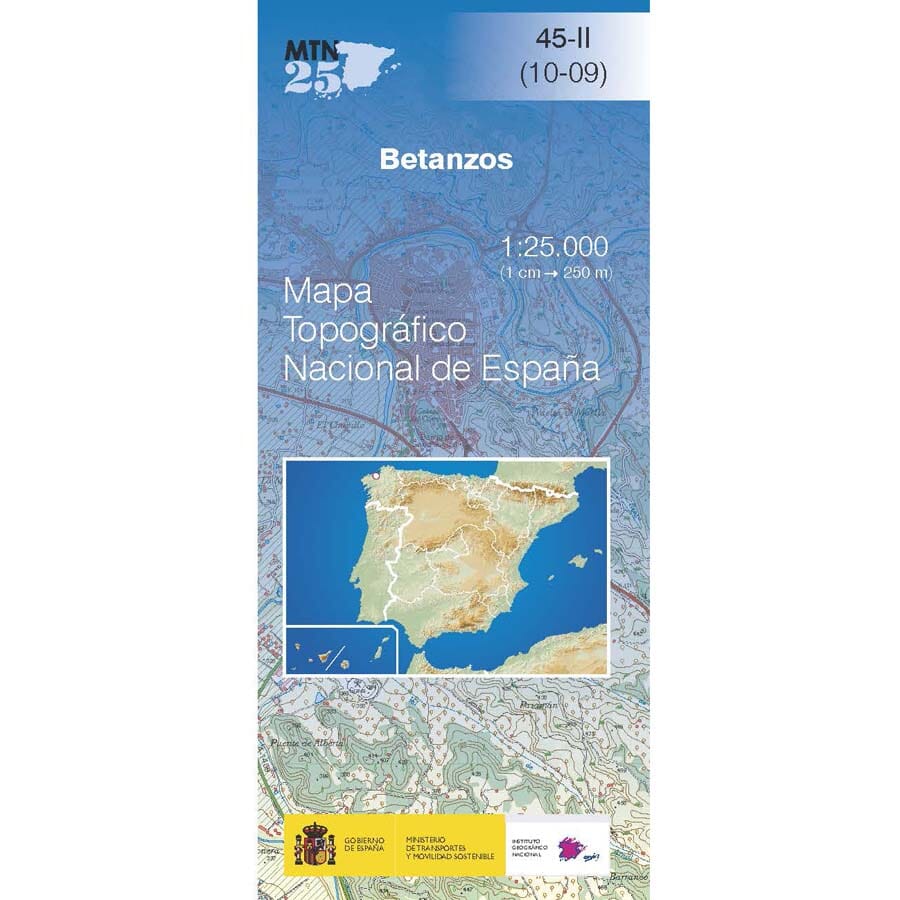 Carte topographique de l'Espagne n° 0045.2 - Betanzos | CNIG - 1/25 000 carte de randonnée CNIG