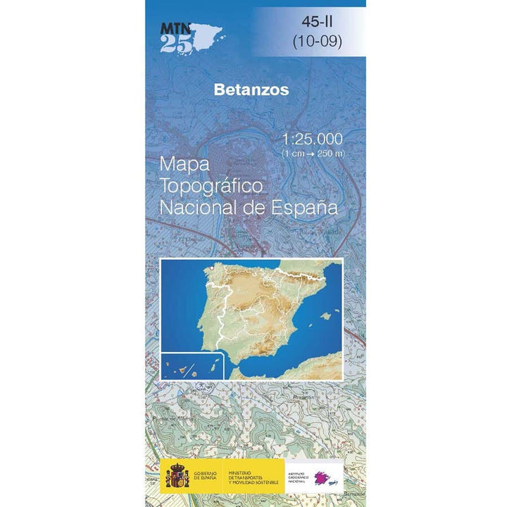Carte topographique de l'Espagne n° 0045.2 - Betanzos | CNIG - 1/25 000 carte de randonnée CNIG