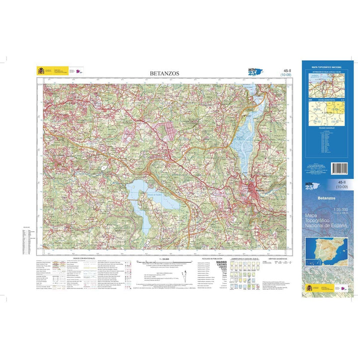 Carte topographique de l'Espagne n° 0045.2 - Betanzos | CNIG - 1/25 000 carte de randonnée CNIG