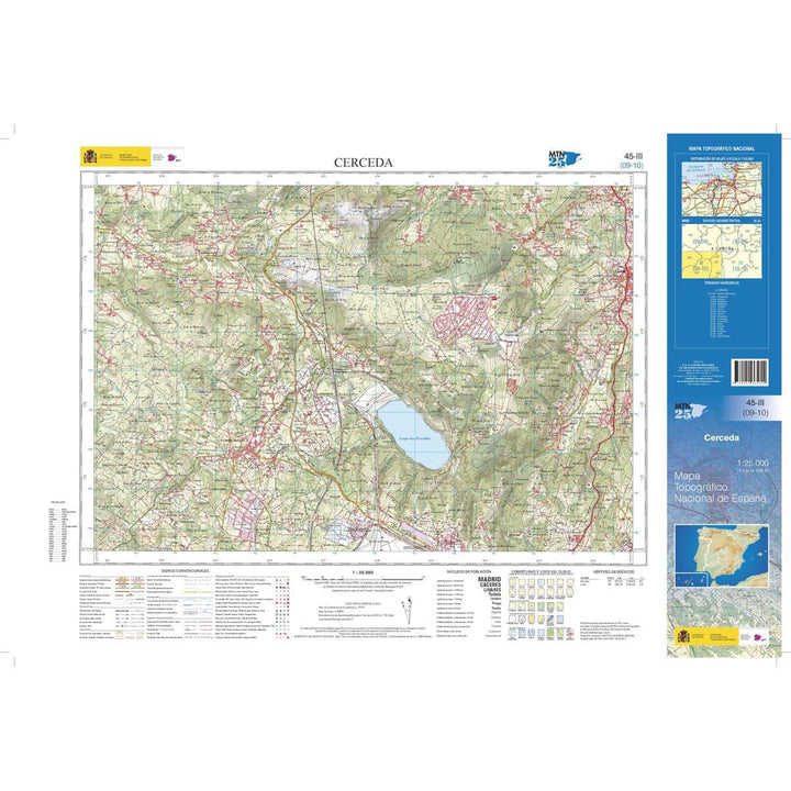 Carte topographique de l'Espagne n° 0045.3 - Cerceda | CNIG - 1/25 000 carte de randonnée CNIG