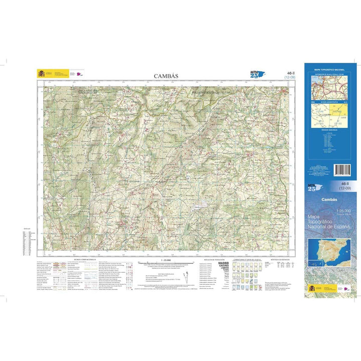 Carte topographique de l'Espagne n° 0046.2 - Cambás | CNIG - 1/25 000 carte de randonnée CNIG