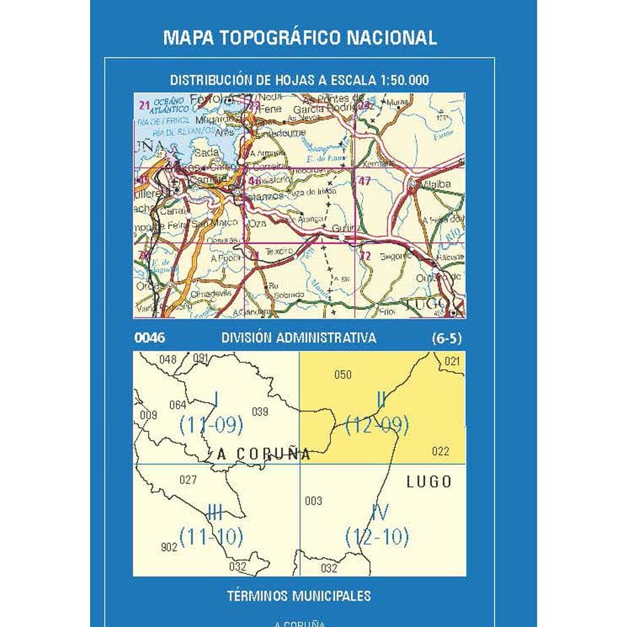 Carte topographique de l'Espagne n° 0046.2 - Cambás | CNIG - 1/25 000 carte de randonnée CNIG