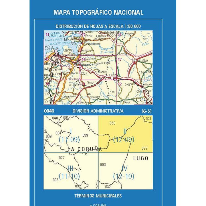 Carte topographique de l'Espagne n° 0046.2 - Cambás | CNIG - 1/25 000 carte de randonnée CNIG