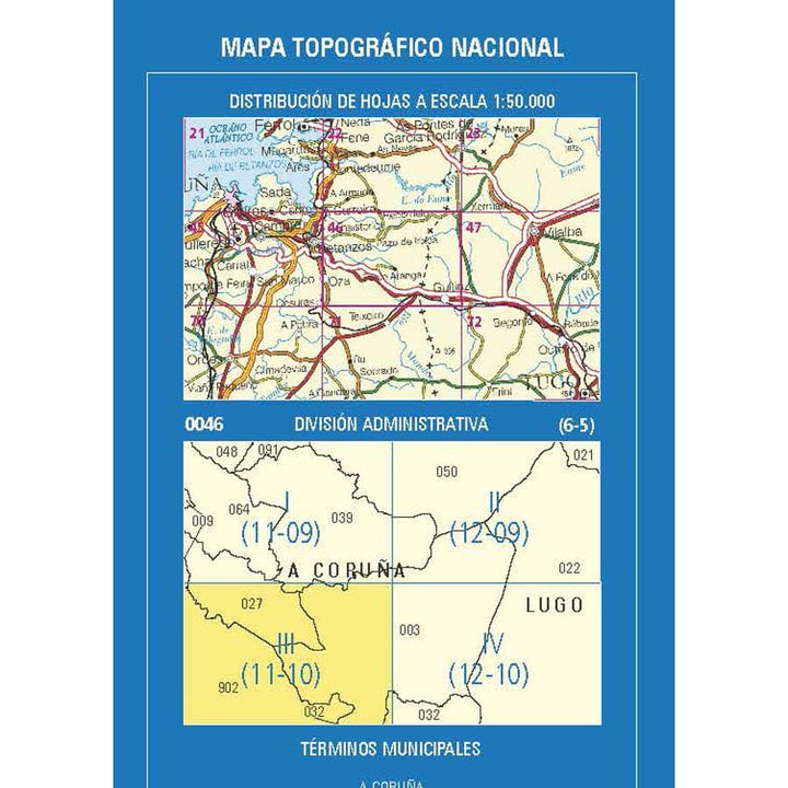 Carte topographique de l'Espagne n° 0046.3 - Oza dos Ríos | CNIG - 1/25 000 carte de randonnée CNIG