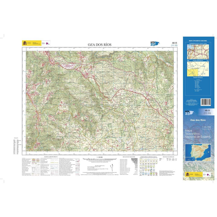 Carte topographique de l'Espagne n° 0046.3 - Oza dos Ríos | CNIG - 1/25 000 carte de randonnée CNIG