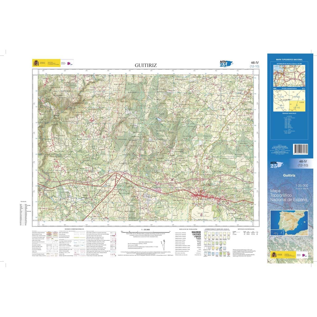 Carte topographique de l'Espagne n° 0046.4 - Guitiriz | CNIG - 1/25 000 carte de randonnée CNIG